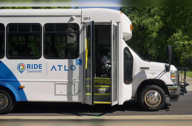 Ride Gwinnett microtransit bus with wheelchair-accessible entrance