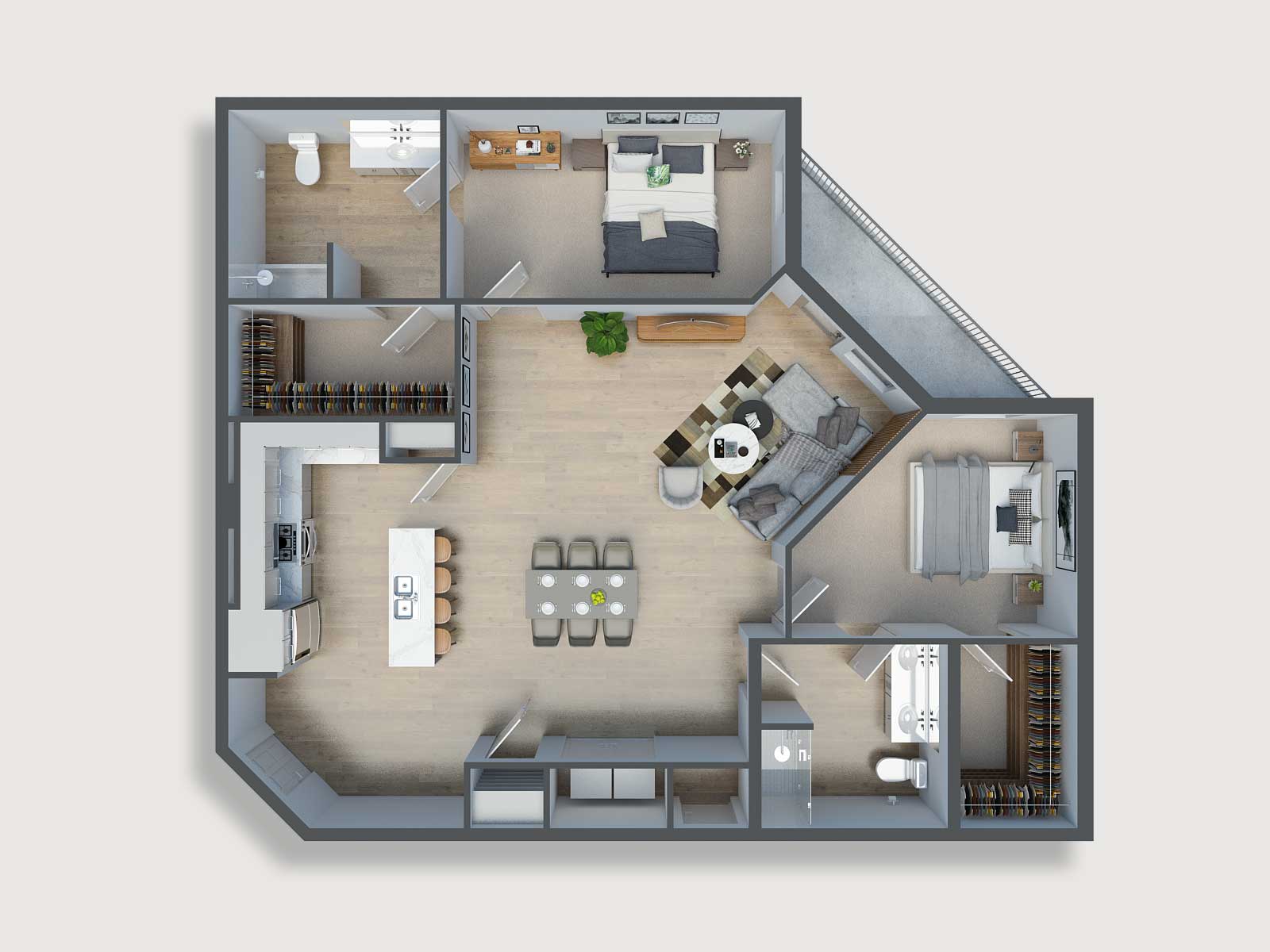 Two-Bedroom Senior Living Apartment Layout